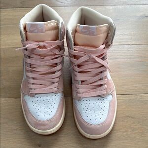 Nike Pink and White High-Top Sneakers